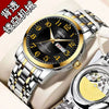 Men's Alloy Band Round Dial Fashion Trend Automatic Fake Mechanical Waterproof Luminous Double Calendar Watch