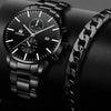 Men's Alloy Band Sports Quartz Watch With Round Dial And Horseshoe Buckle