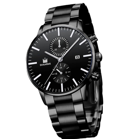 Men's Alloy Band Sports Quartz Watch With Round Dial And Horseshoe Buckle