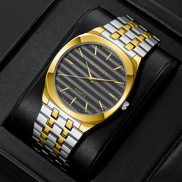 Men's Alloy Band Square Dial Quartz Watch Business Casual Fashion Style