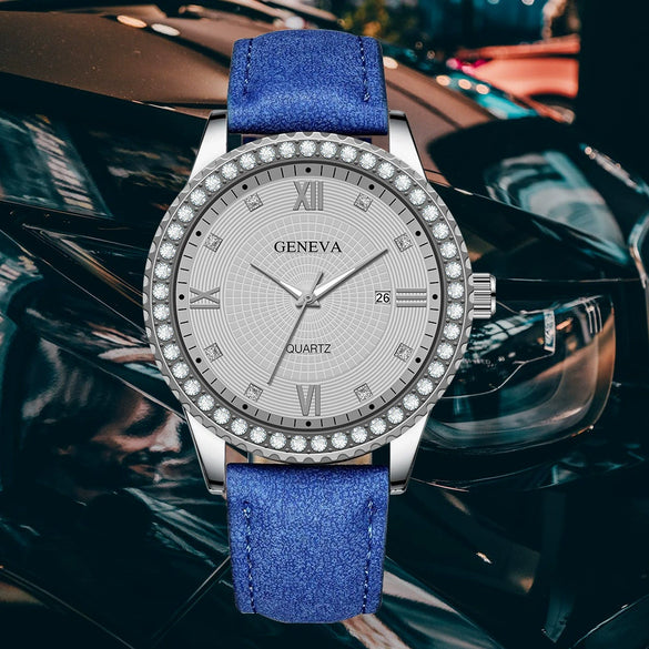 Men's Alloy Belt Quartz Watch With Round Dial And Business Style