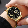 Men's Alloy Belt Watch With Sun Moon Star Design Round Dial Business Style