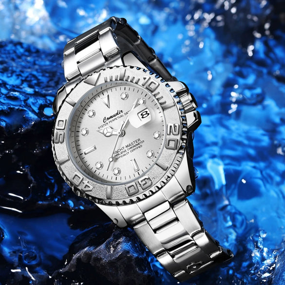 Men's Alloy Business Style Round Dial Fullautomatic Fake Mechanical Hollow Waterproof Luminous Calendar Watch