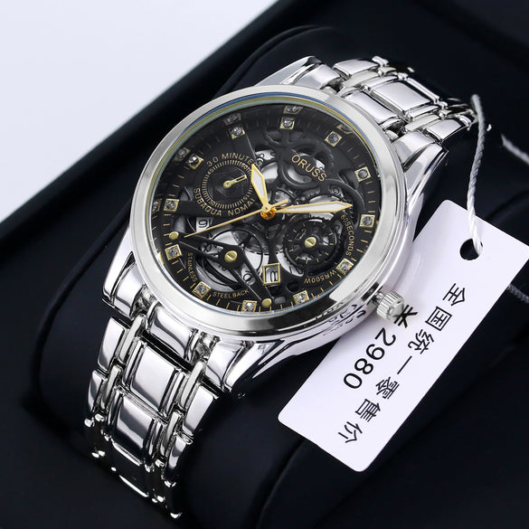 Men's Alloy Business Style Round Dial Quartz Movement Waterproof Luminous Watch