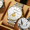 Men's Alloy Business Style Round Dial Smooth Fullautomatic Hollow Movement Luminous Calendar Tide Waterproof Watch