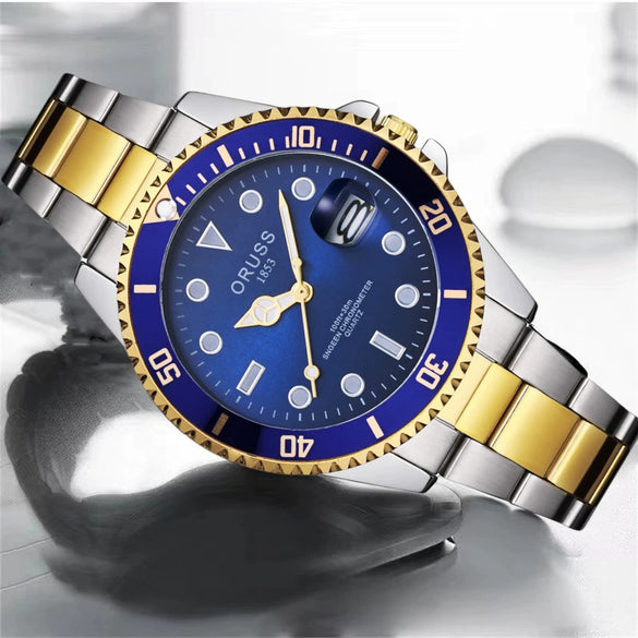 Men's Alloy Case And Strap Business Style Round Dial Luminous Waterproof Automatic Watch