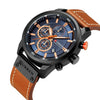 Men's Alloy Case Genuine Leather Strap Round Dial Movement Watch