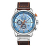 Men's Alloy Case Genuine Leather Strap Round Dial Movement Watch