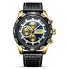 Men's Alloy Case Genuine Leather Strap Round Dial Quartz Multifunction Fashion Sport Allmatch Watch