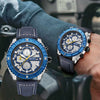 Men's Alloy Case Genuine Leather Strap Round Dial Sports Watch