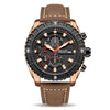 Men's Alloy Case Genuine Leather Strap Round Dial Sports Watch