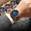 Men's Alloy Case Genuine Leather Strap Sport Style Round Dial Quartz Watch With Mineral Reinforced Glass Mirror And Onion Crown