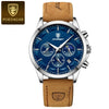 Men's Alloy Case Genuine Leather Strap Sport Style Round Dial Quartz Watch With Mineral Reinforced Glass Mirror And Onion Crown