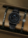 Men's Alloy Case Imitation Leather Strap Quartz Watch With Round Dial And Printed Logo Gear Dial Design Pin Buckle Plain Crown Ordinary Glass Mirror