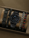 Men's Alloy Case Imitation Leather Strap Quartz Watch With Round Dial And Printed Logo Gear Dial Design Pin Buckle Plain Crown Ordinary Glass Mirror