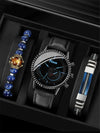 Men's Alloy Case Imitation Leather Strap Quartz Watch With Round Dial And Printed Logo Gear Dial Design Pin Buckle Plain Crown Ordinary Glass Mirror