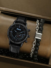 Men's Alloy Case Imitation Leather Strap Quartz Watch With Round Dial And Printed Logo Gear Dial Design Pin Buckle Plain Crown Ordinary Glass Mirror