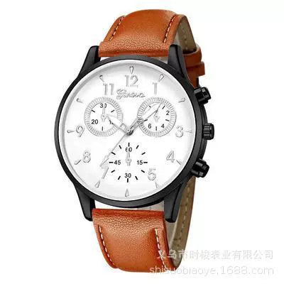 Men's Alloy Case Imitation Leather Strap Round Dial Leisure Watch
