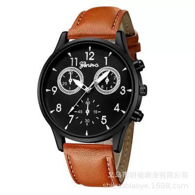 Men's Alloy Case Imitation Leather Strap Round Dial Leisure Watch