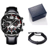 Men's Alloy Case Imitation Leather Strap Round Dial Quartz Business Watch With Luminous Pointer And Titanium Metal Clasp