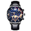 Men's Alloy Case Imitation Leather Strap Round Dial Quartz Business Watch With Luminous Pointer And Titanium Metal Clasp