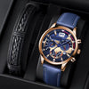 Men's Alloy Case Imitation Leather Strap Round Dial Quartz Business Watch With Luminous Pointer And Titanium Metal Clasp