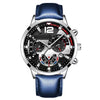 Men's Alloy Case Imitation Leather Strap Round Dial Quartz Business Watch With Luminous Pointer And Titanium Metal Clasp