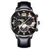 Men's Alloy Case Imitation Leather Strap Round Dial Quartz Business Watch With Luminous Pointer And Titanium Metal Clasp