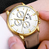 Men's Alloy Case Imitation Leather Strap Round Dial Quartz Watch For Casual Use