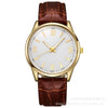 Men's Alloy Case Imitation Leather Strap Round Dial Quartz Watch With Sapphire Crystal Glass Mirror For Business