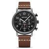 Men's Alloy Case Leather And Stainless Steel Strap Round Dial Quartz Sports Chronograph Calendar Watch With Printed Logo