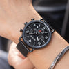 Men's Alloy Case Leather And Stainless Steel Strap Round Dial Quartz Sports Chronograph Calendar Watch With Printed Logo