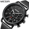 Men's Alloy Case Leather And Stainless Steel Strap Round Dial Quartz Sports Chronograph Calendar Watch With Printed Logo