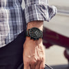 Men's Alloy Case Leather And Stainless Steel Strap Round Dial Quartz Sports Chronograph Calendar Watch With Printed Logo