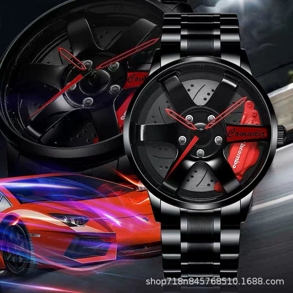 Men's Alloy Case Mineral Reinforced Glass Mirror Waterproof Fashion Round Dial Nonmechanical Watch With Steel Strap And Stainless Steel Buckle