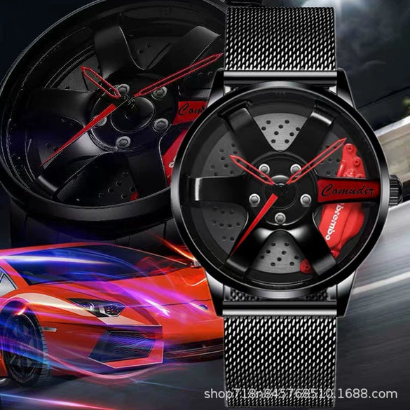 Men's Alloy Case Mineral Reinforced Glass Mirror Waterproof Fashion Round Dial Nonmechanical Watch With Steel Strap And Stainless Steel Buckle