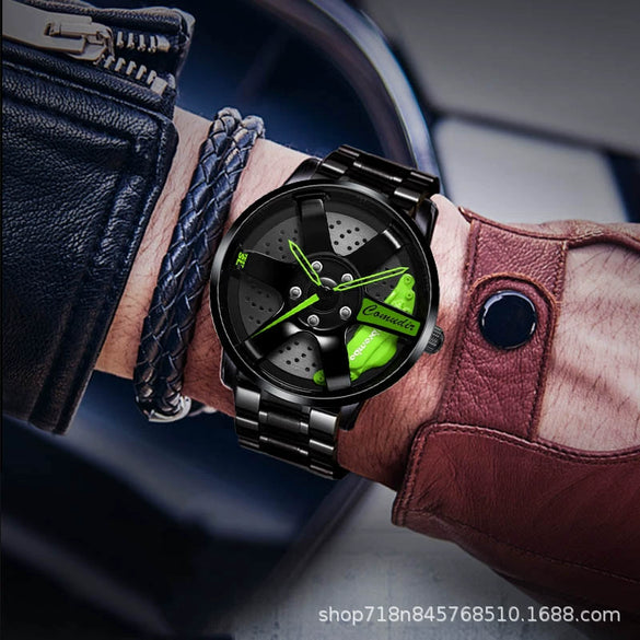 Men's Alloy Case Mineral Reinforced Glass Mirror Waterproof Fashion Round Dial Nonmechanical Watch With Steel Strap And Stainless Steel Buckle