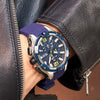 Men's Alloy Case Mineral Strengthened Glass Mirror Silicone Strap Round Dial Multifunctional Calendar Waterproof Sports Watch