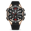 Men's Alloy Case Mineral Strengthened Glass Mirror Silicone Strap Round Dial Multifunctional Calendar Waterproof Sports Watch