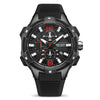 Men's Alloy Case Mineral Strengthened Glass Mirror Silicone Strap Round Dial Multifunctional Calendar Waterproof Sports Watch