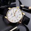 Men's Alloy Case Pu Strap Sports Style Waterproof Luminous Round Dial Mineral Reinforced Glass Mirror Watch