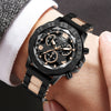 Men's Alloy Case Silicone Band Round Dial Leisure Multifunction Quartz Sports Watch