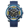 Men's Alloy Case Silicone Strap Round Dial Luminous Waterproof Chronograph Quartz Sports Watch With Printed Logo