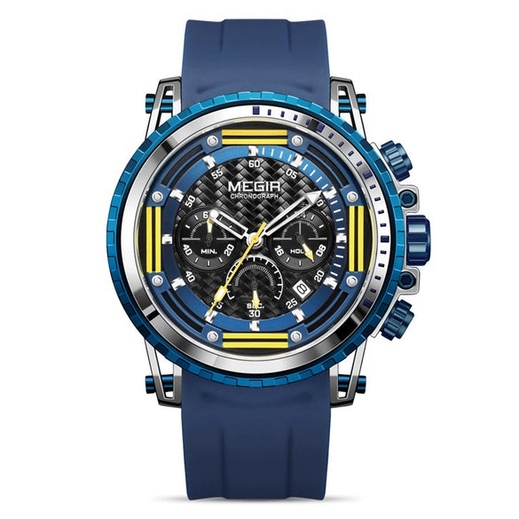 Men's Alloy Case Silicone Strap Round Dial Luminous Waterproof Chronograph Quartz Sports Watch With Printed Logo