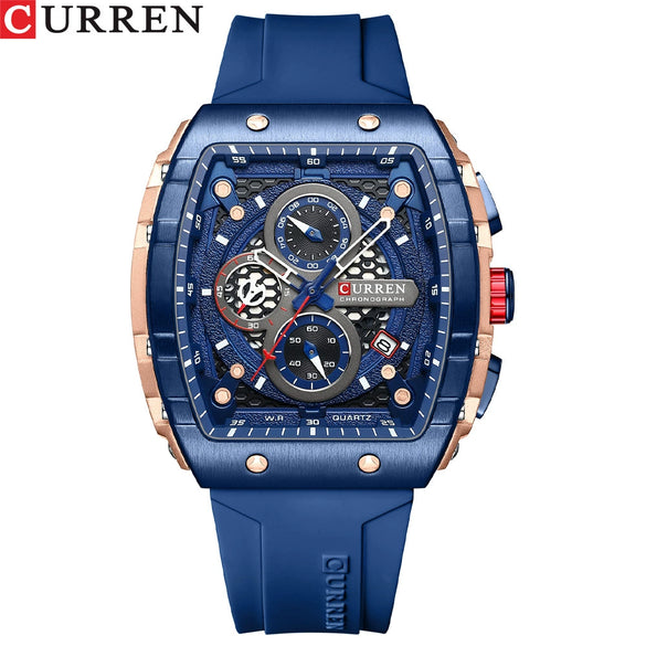 Men's Alloy Case Silicone Strap Square Dial Quartz Watch