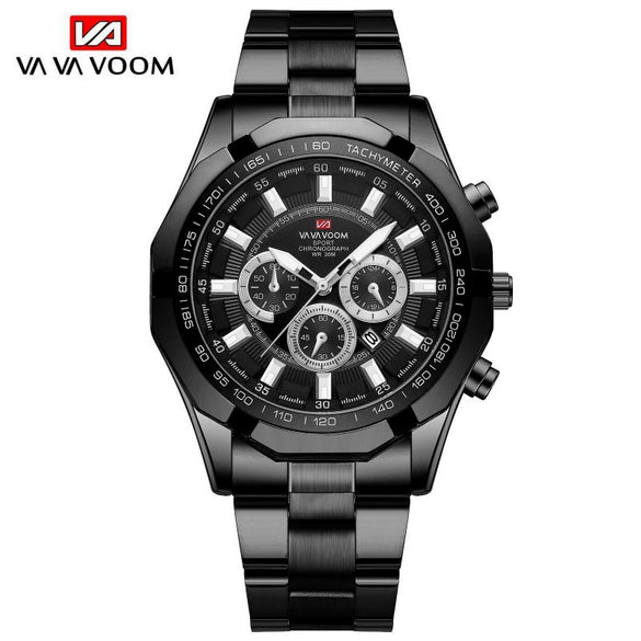 Men's Alloy Case Stainless Steel Band Quartz Watch With Spiral Crown Single Folding Buckle Business Style Round Dial Mineral Strengthened Glass Mirror