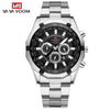 Men's Alloy Case Stainless Steel Band Quartz Watch With Spiral Crown Single Folding Buckle Business Style Round Dial Mineral Strengthened Glass Mirror