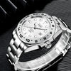 Men's Alloy Case Stainless Steel Band Quartz Waterproof Business Style Round Dial Luminous Calendar Watch