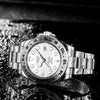 Men's Alloy Case Stainless Steel Band Quartz Waterproof Business Style Round Dial Luminous Calendar Watch