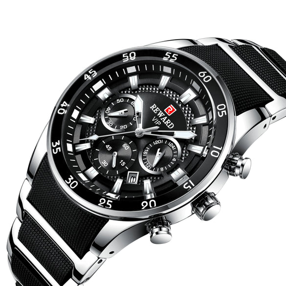 Men's Alloy Case Stainless Steel Band Round Dial Business Casual Quartz Watch